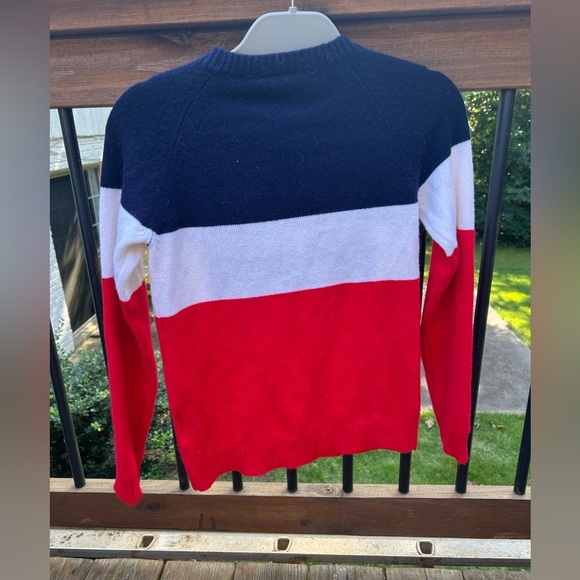 CJ Laing Cashmere Aspen Navy and Red Sweater - Picture 3 of 4